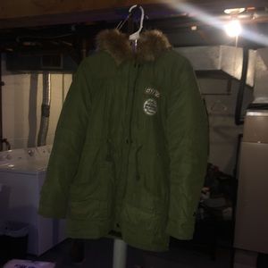 Green parka like winter coat